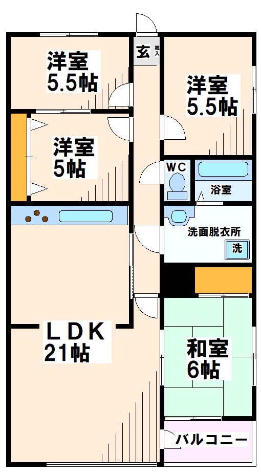 府中市宮西町のマンションの間取り