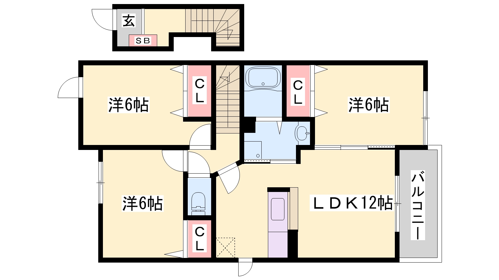 相生市汐見台のアパートの間取り