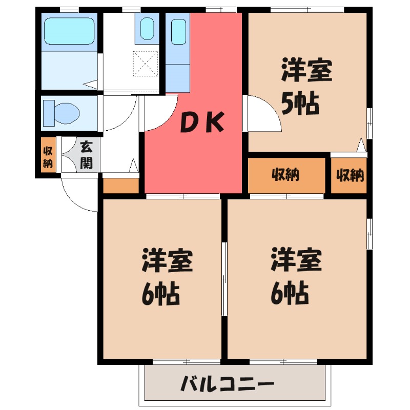 太田市新田上江田町のアパートの間取り