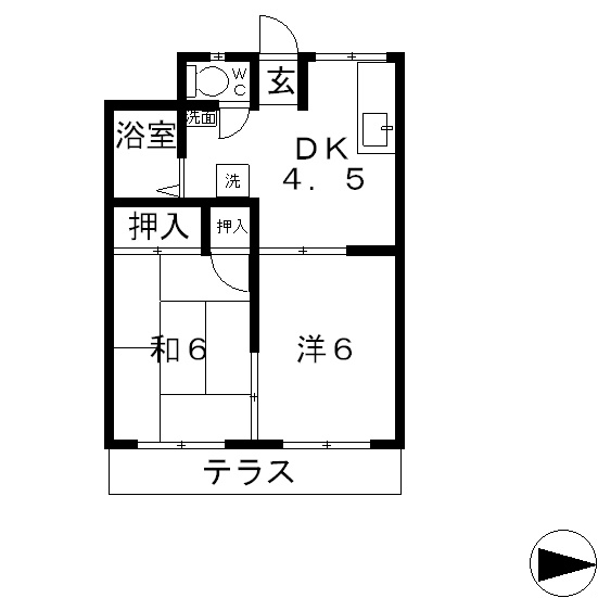 大津市御殿浜のアパートの間取り