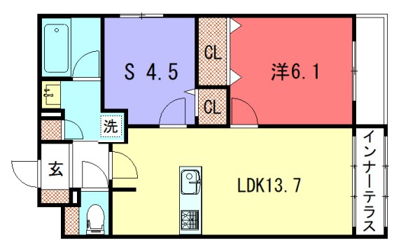 京都市左京区田中上柳町のマンションの間取り