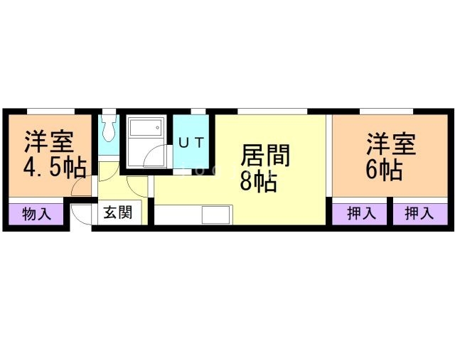 石狩郡当別町北栄町のアパートの間取り