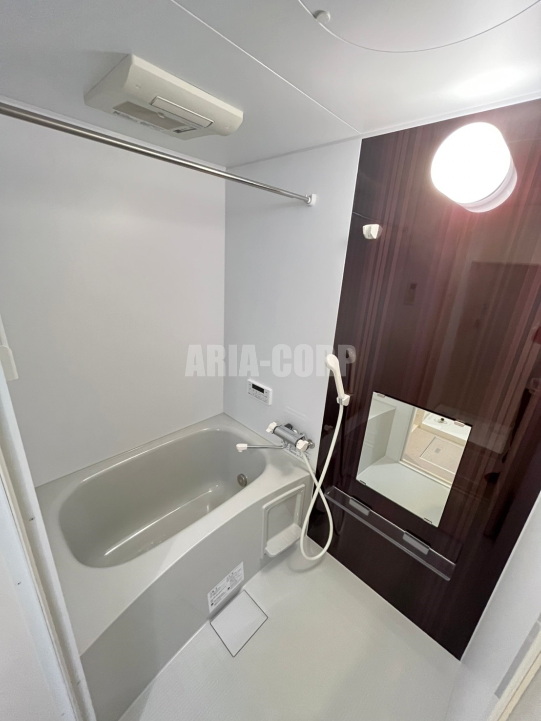 バス・シャワールーム　追炊き浴室乾燥機付。カラーパネル採用でお洒落なバスルームです