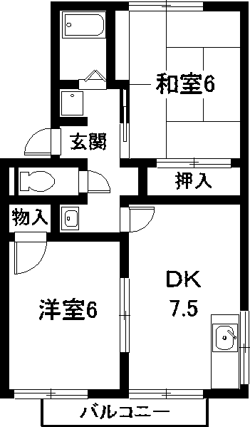ＪＲ東海道本線 大府駅 徒歩15分 2階建 築38年の間取り写真