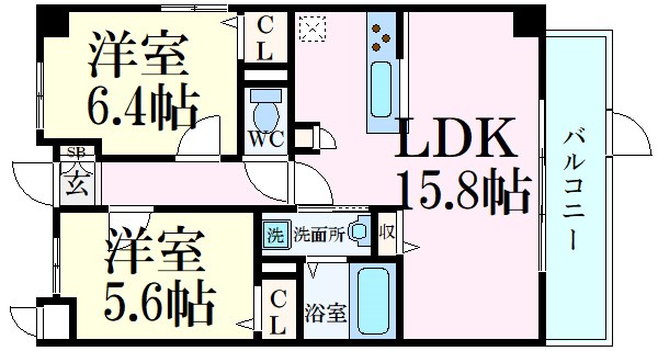 姫路市新在家のマンションの間取り