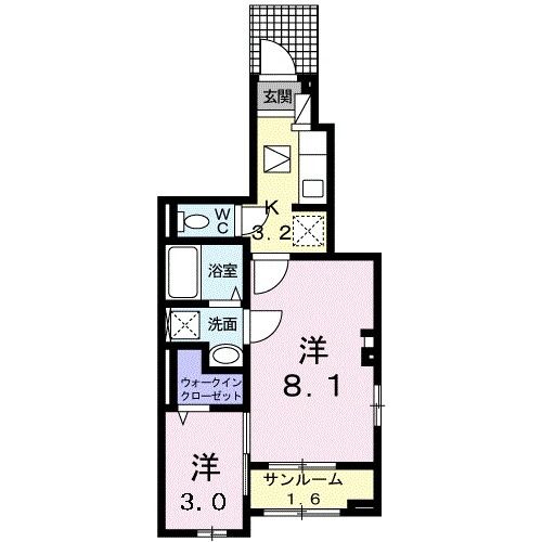 八代市古閑中町のアパートの間取り