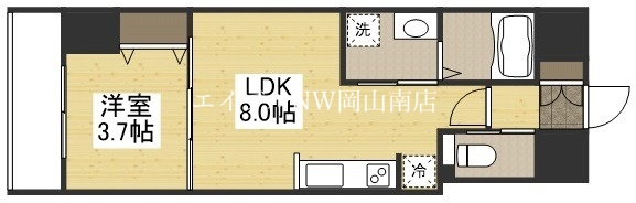 岡山市北区東中央町のマンションの間取り