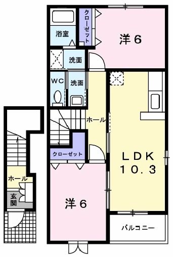 西条市新市のアパートの間取り