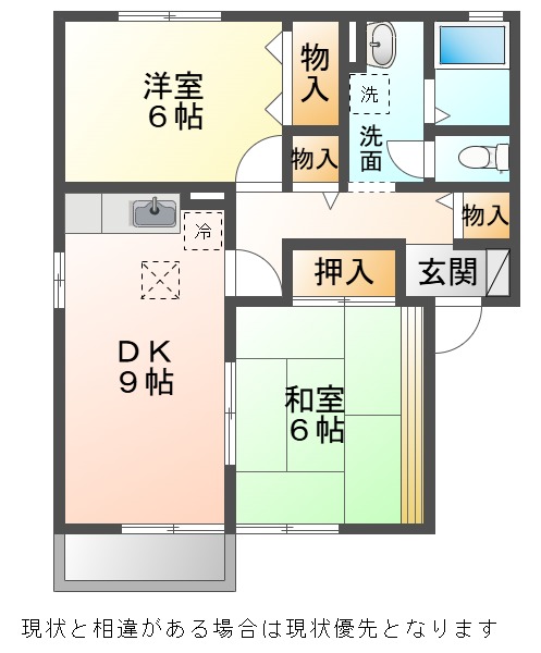 勝田郡勝央町岡のアパートの間取り