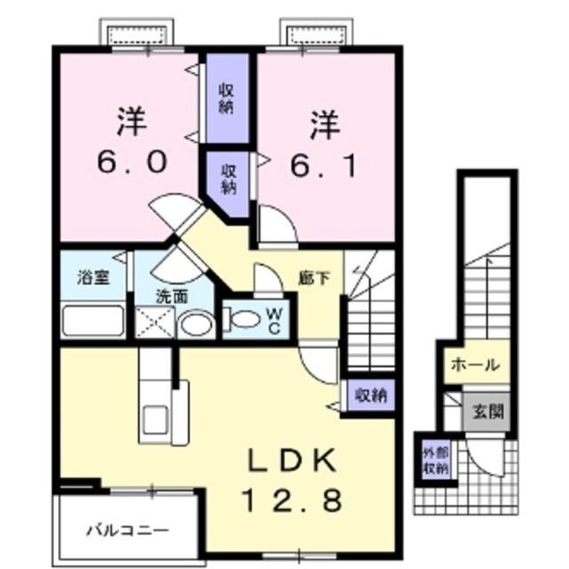 上田市上丸子のアパートの間取り