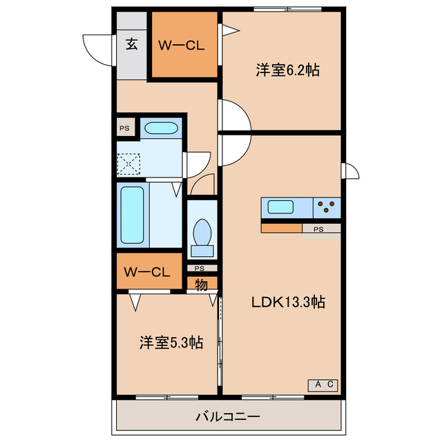 SS.サクシア　B棟の間取り