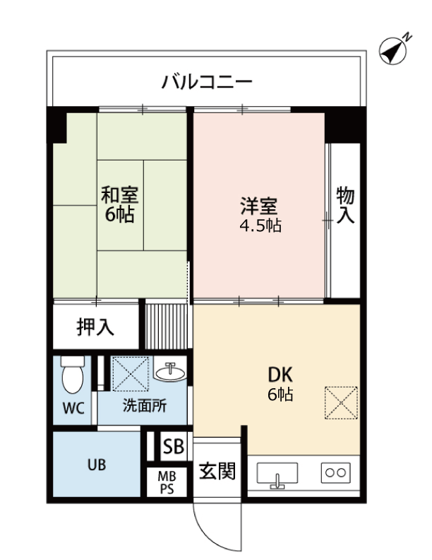 立川市富士見町のマンションの間取り