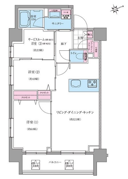 【世田谷区世田谷のマンションの間取り】