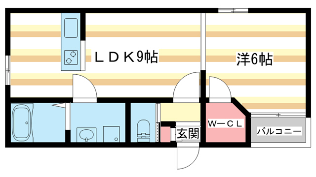 生駒市仲之町のアパートの間取り