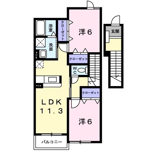 今治市南高下町のアパートの間取り