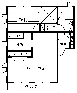 郡山市大槻町のアパートの間取り