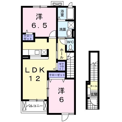 鈴鹿市岸岡町のアパートの間取り