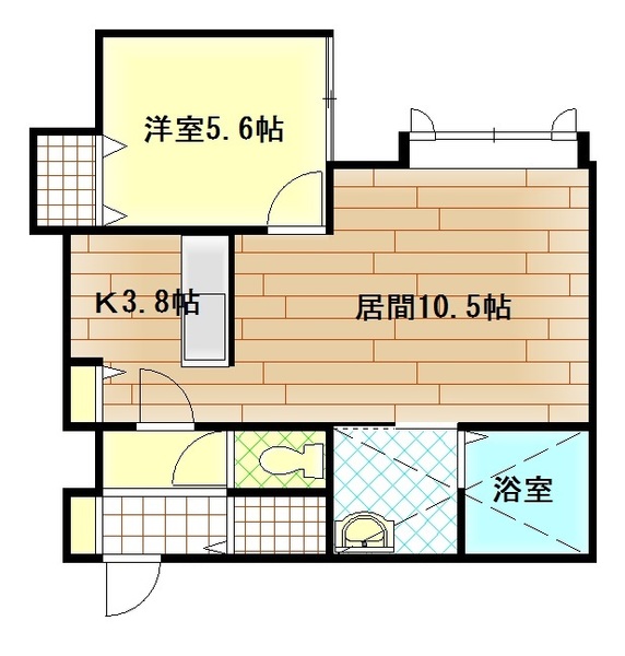 旭川市東六条のアパートの間取り