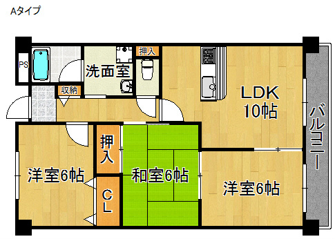 泉南郡熊取町大久保中のマンションの間取り