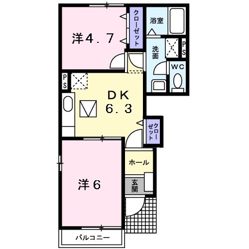 遠賀郡遠賀町大字別府のアパートの間取り