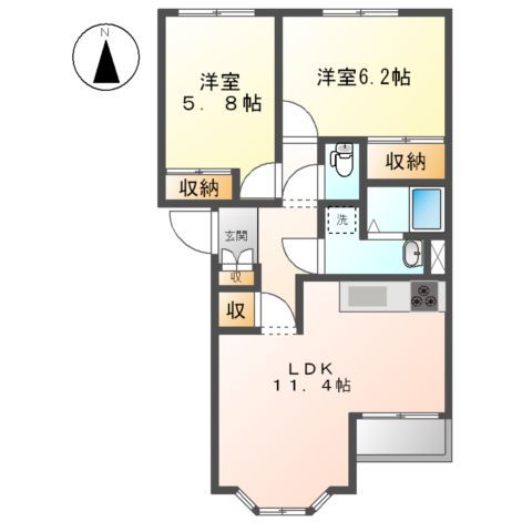 養老郡養老町石畑のアパートの間取り