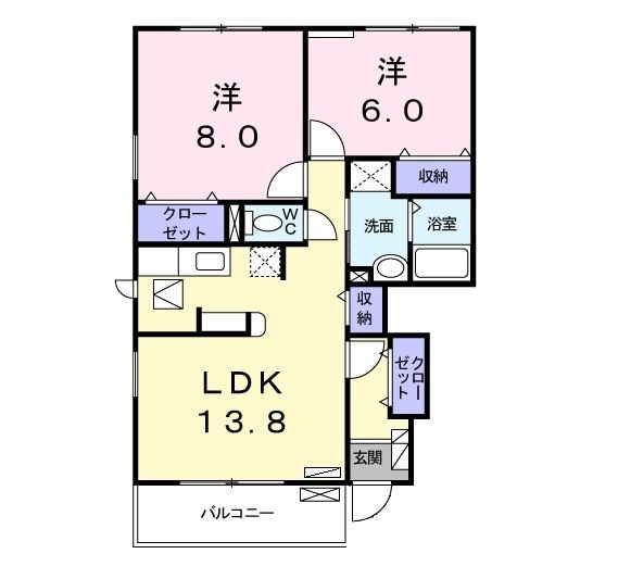 弥富市鯏浦町のアパートの間取り