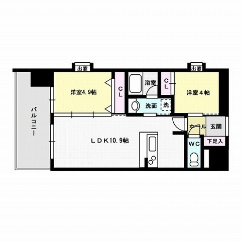 福岡市博多区石城町のマンションの間取り