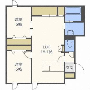 札幌市北区新琴似二条のアパートの間取り