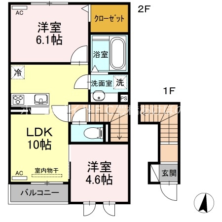 D-roomやまはＣ棟の間取り