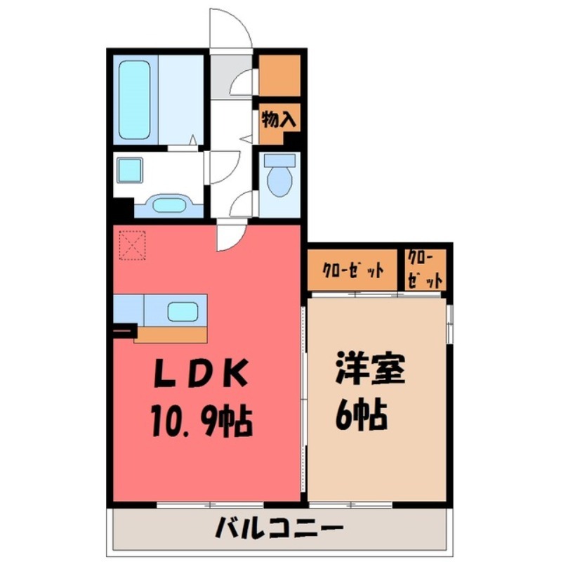 【小山市城東のアパートの間取り】