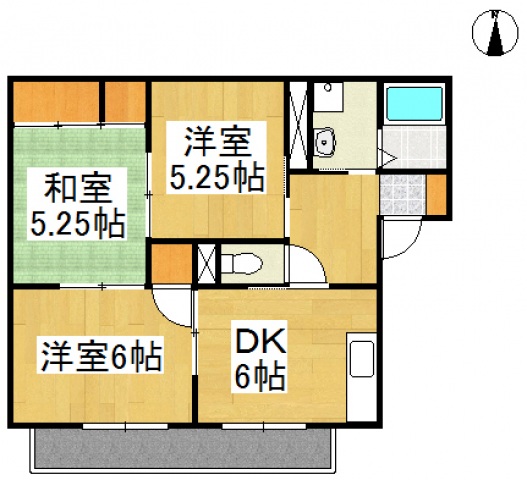 倉敷市真備町川辺のアパートの間取り