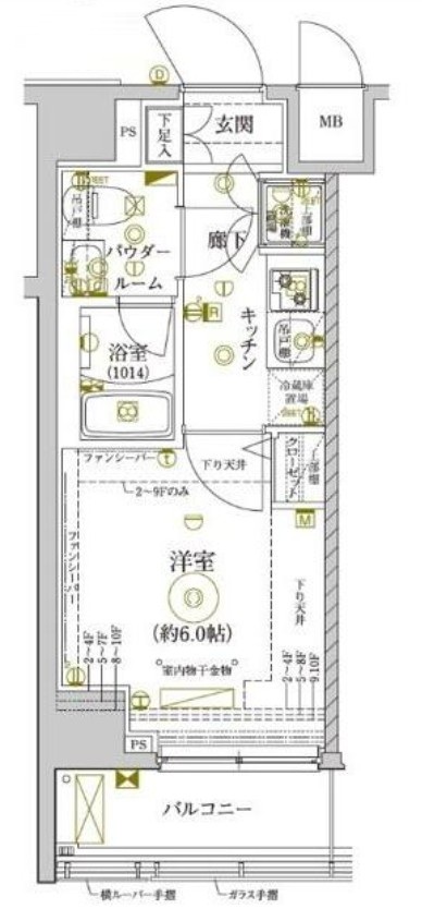 東急東横線 新丸子駅 徒歩3分 10階建 築6年の間取り写真