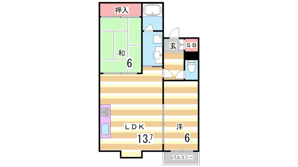 神戸市中央区中山手通のマンションの間取り