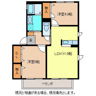 長野市檀田のアパートの間取り