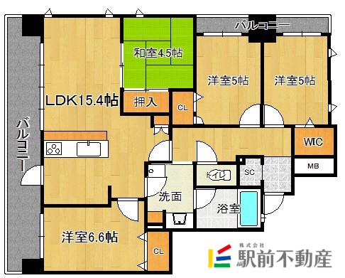 久留米市本町のマンションの間取り