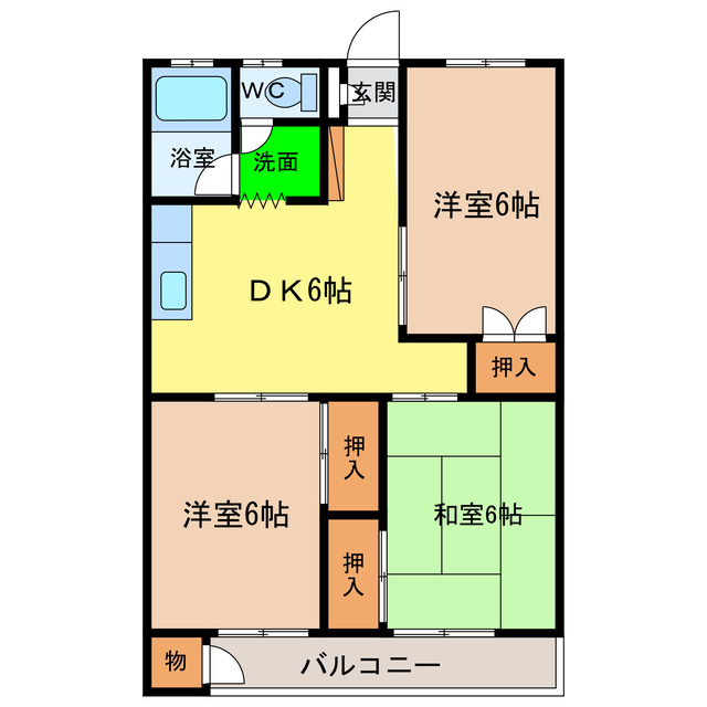 東富田コーポの間取り