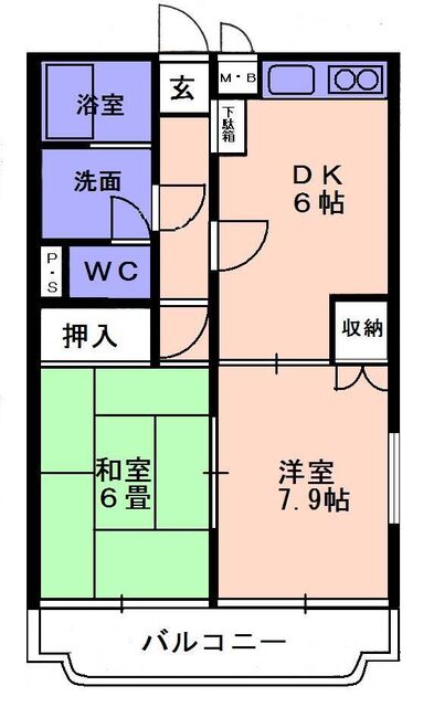 松山市別府町のマンションの間取り