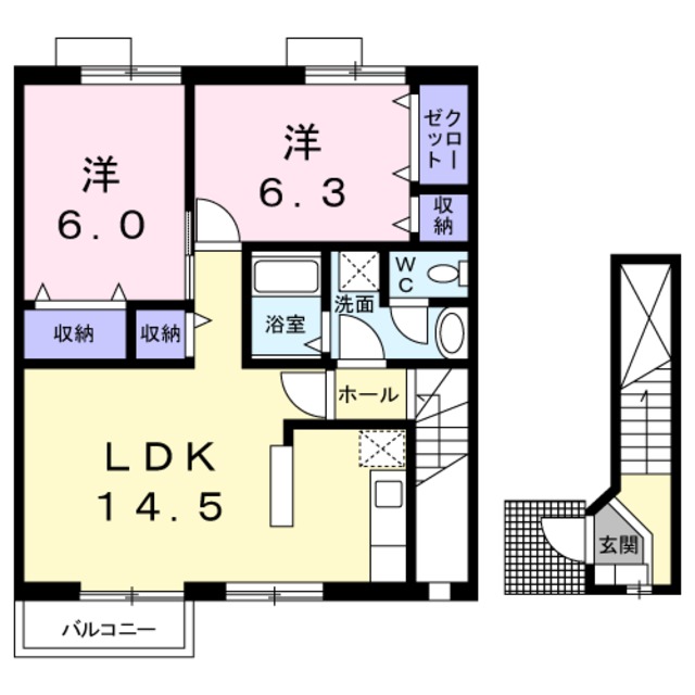 筑西市乙のアパートの間取り