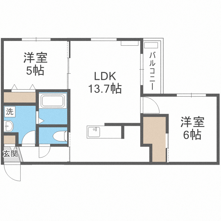 札幌市中央区北三条東のマンションの間取り