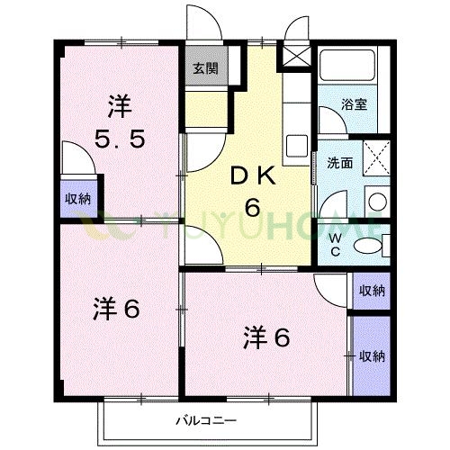 福岡市東区美和台のアパートの間取り