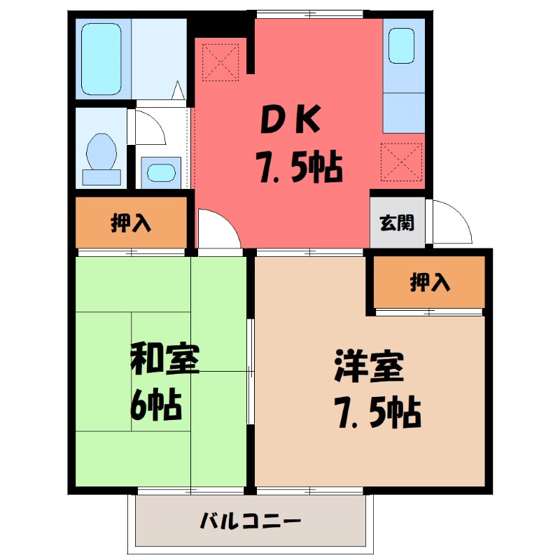 【前橋市小相木町のアパートの間取り】