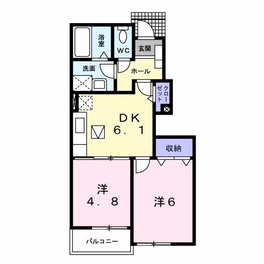 村上市緑町のアパートの間取り