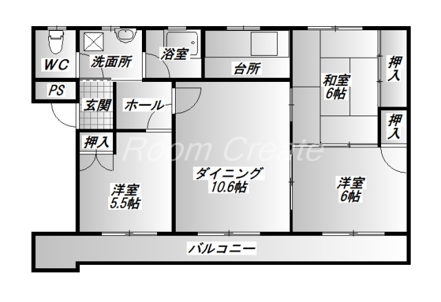 板野郡藍住町勝瑞のマンションの間取り