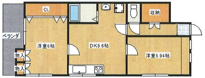 神戸市長田区庄田町のマンションの間取り