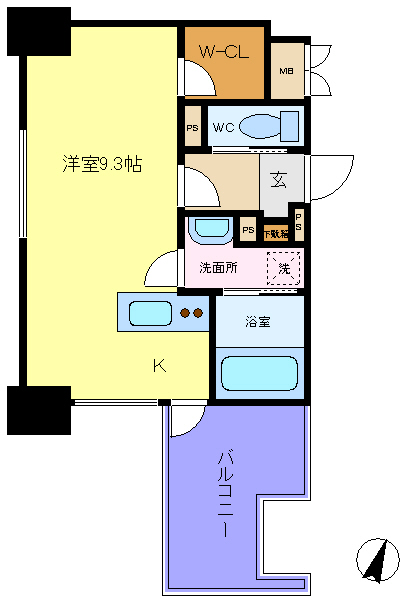 仙台市青葉区大町のマンションの間取り