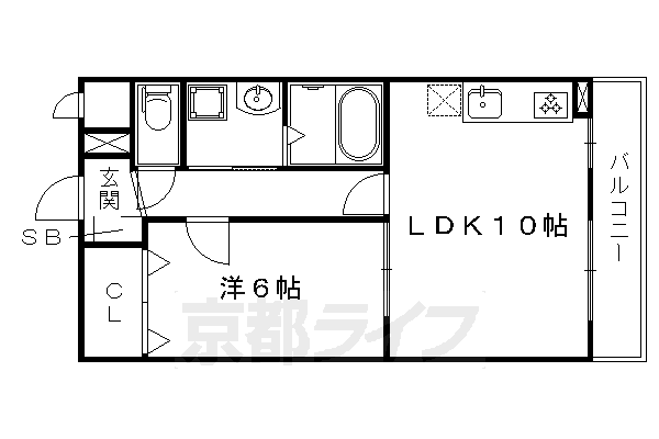 京都市北区衣笠北天神森町のマンションの間取り