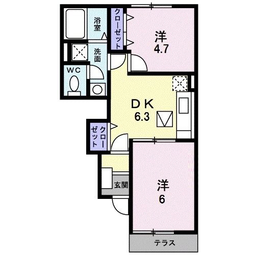 佐賀市川副町大字南里のアパートの間取り