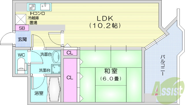 仙台市青葉区北目町のマンションの間取り