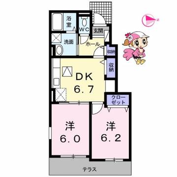 板野郡藍住町矢上のアパートの間取り