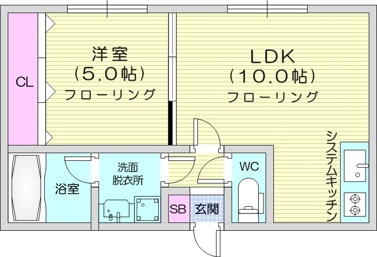 札幌市東区北三十八条東のマンションの間取り